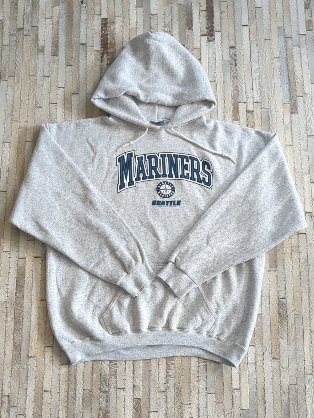 Vintage 1999 MLB Seattle Mariners Gray Hooded Sweatshirt Size XL
